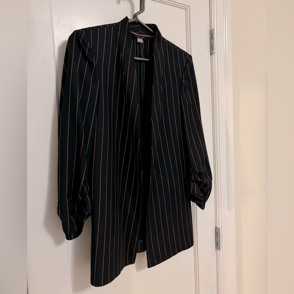 Tommy Hilfiger collarless roll sleeve blazer